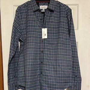 Casual Blue Plaid Button Down Shirt Thomas Sterling